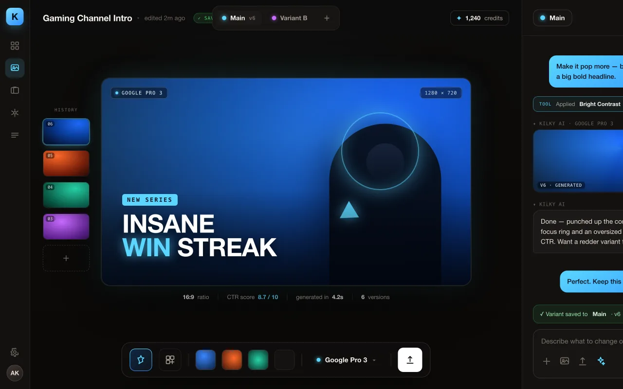 Kliky — AI thumbnail & preview generator. Designed and built by Lotumi.